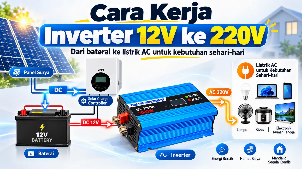 Mengenal Sistem Kerja Inverter dan PLTS: Mengubah Energi Baterai 12V Menjadi Listrik AC 220V untuk Kebutuhan Sehari-hari