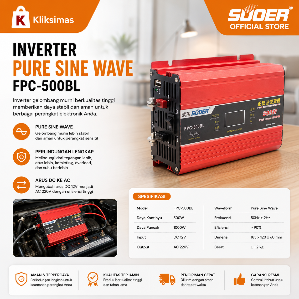 Inverter FCP 1000W Pure Sine Wave