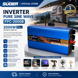 SUOER Inverter FFU-1000 Biru 1000 Watt 12V Pure Sine Wave + Charger