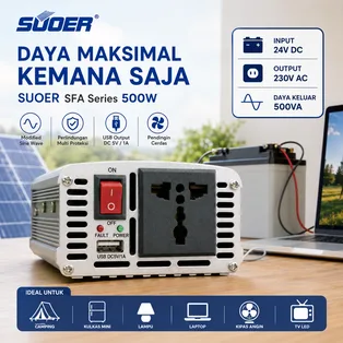 SUOER Inverter SFA-500B 500 Watt 24V to 220V Modified Sine Wave