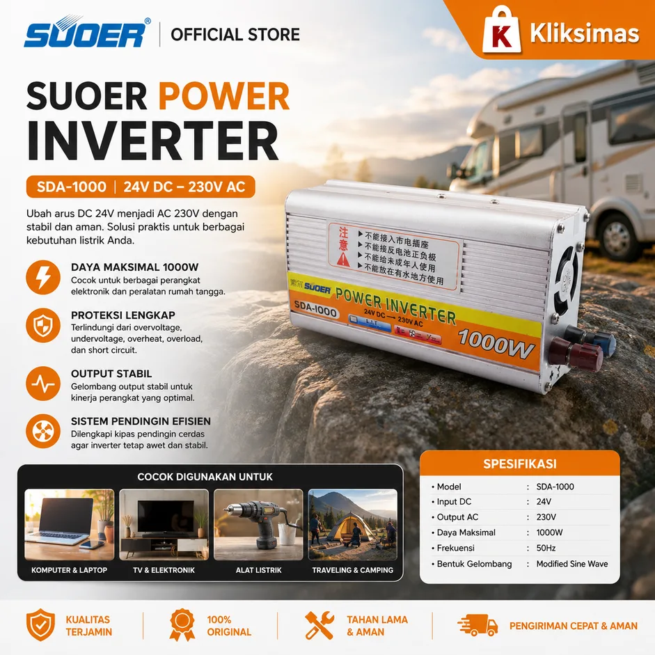 SUOER INVERTER SDA-1000B 24V 1000W