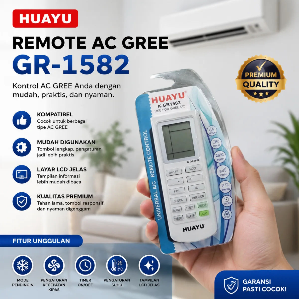 REMOTE HUAYU AC GREE UNIVERSAL GR-1582